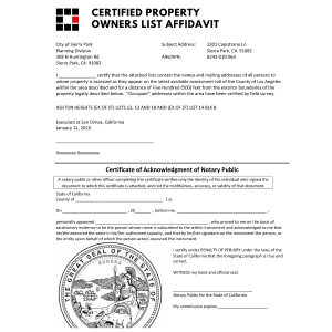 Certified Affidavit